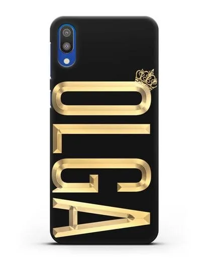 Чехол с именем, фамилией и короной с золотым рисунком силиконовый для Samsung Galaxy M10 [SM-M105F]