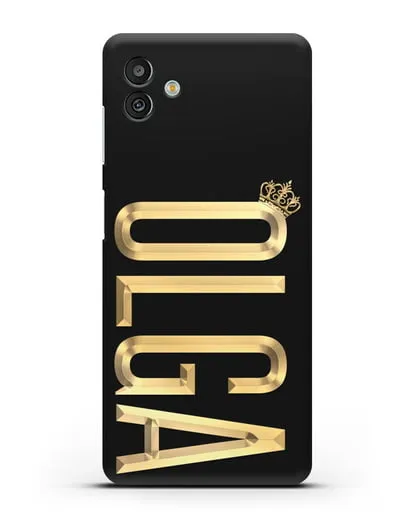 Чехол с именем, фамилией и короной с золотым рисунком силиконовый для Samsung Galaxy M13 [SM-M135]
