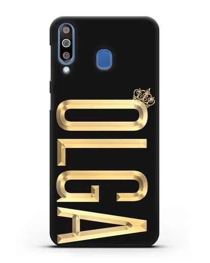 Чехол с именем, фамилией и короной с золотым рисунком силиконовый для Samsung Galaxy M30 [SM-M305F]
