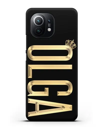 Чехол с именем, фамилией и короной с золотым рисунком силиконовый для Xiaomi Mi 11