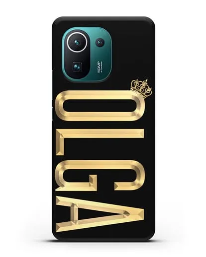 Чехол с именем, фамилией и короной с золотым рисунком силиконовый для Xiaomi Mi 11 Pro