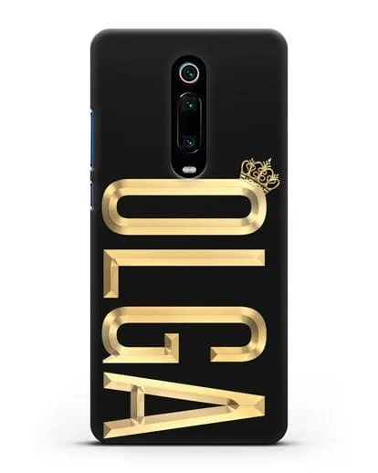 Чехол с именем, фамилией и короной с золотым рисунком силиконовый для Xiaomi Mi 9T