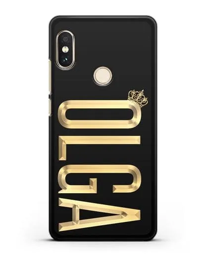 Чехол с именем, фамилией и короной с золотым рисунком силиконовый для Xiaomi Mi A2 Lite