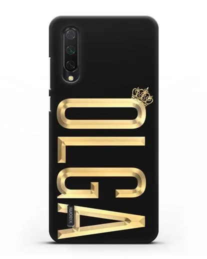 Чехол с именем, фамилией и короной с золотым рисунком силиконовый для Xiaomi Mi A3 Lite