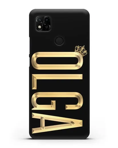 Чехол с именем, фамилией и короной с золотым рисунком силиконовый для Xiaomi Redmi 10A