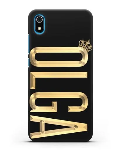 Чехол с именем, фамилией и короной с золотым рисунком силиконовый для Xiaomi Redmi 7A
