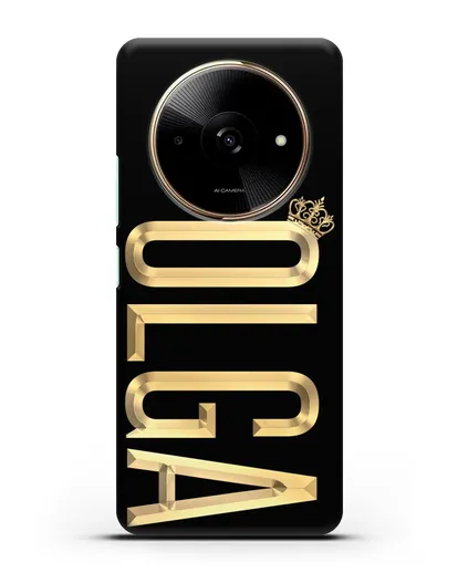 Чехол с именем, фамилией и короной с золотым рисунком силиконовый для Xiaomi Redmi A3x