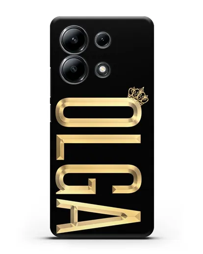 Чехол с именем, фамилией и короной с золотым рисунком силиконовый для Xiaomi Redmi Note 13 4G