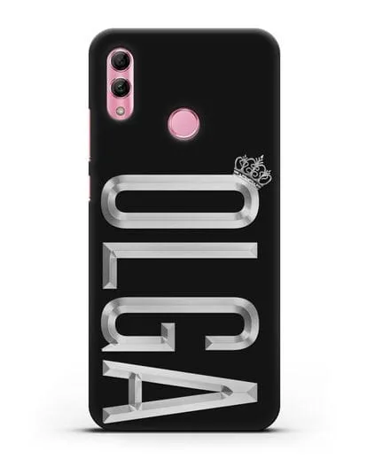 Чехол с именем, фамилией и короной с серебряным рисунком силиконовый для Honor 10 Lite