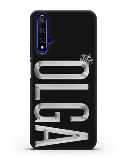 Чехол с именем, фамилией и короной с серебряным рисунком силиконовый для Honor 20