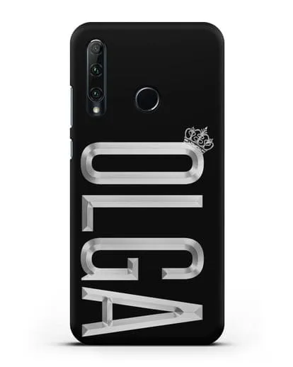 Чехол с именем, фамилией и короной с серебряным рисунком силиконовый для Honor 20e