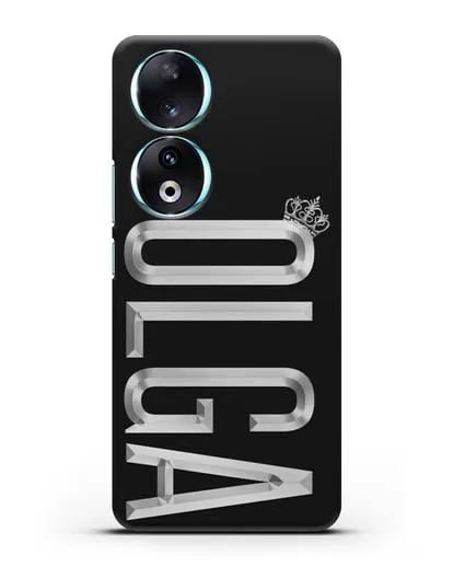 Чехол с именем, фамилией и короной с серебряным рисунком силиконовый для Honor 90
