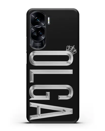 Чехол с именем, фамилией и короной с серебряным рисунком силиконовый для Honor 90 Lite