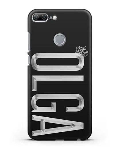 Чехол с именем, фамилией и короной с серебряным рисунком силиконовый для Honor 9 Lite