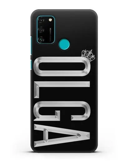 Чехол с именем, фамилией и короной с серебряным рисунком силиконовый для Honor 9A