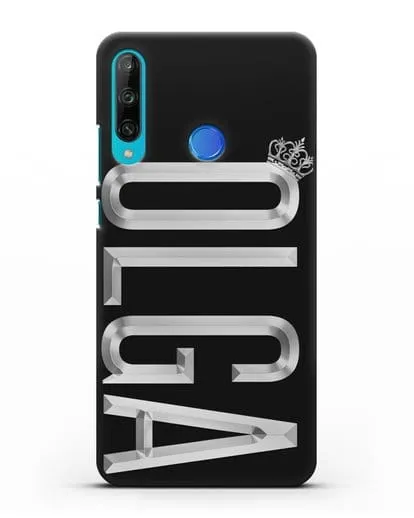 Чехол с именем, фамилией и короной с серебряным рисунком силиконовый для Honor 9C