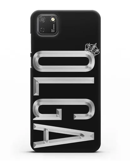 Чехол с именем, фамилией и короной с серебряным рисунком силиконовый для Honor 9S