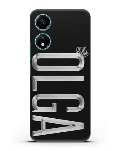 Чехол с именем, фамилией и короной с серебряным рисунком силиконовый для Honor X5 Plus