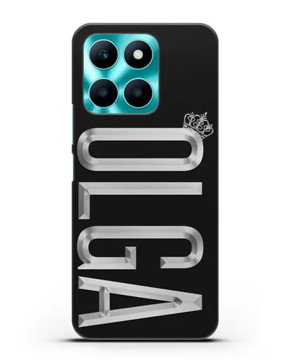 Чехол с именем, фамилией и короной с серебряным рисунком силиконовый для Honor X6a