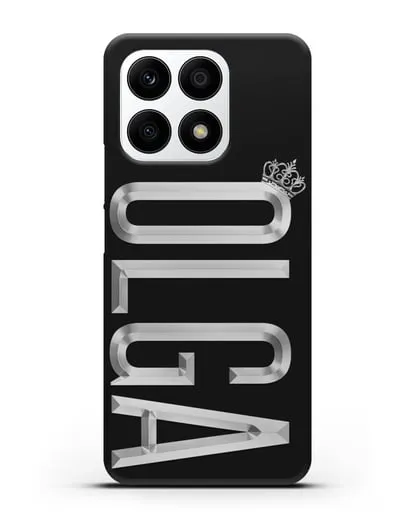 Чехол с именем, фамилией и короной с серебряным рисунком силиконовый для Honor X8a