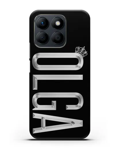 Чехол с именем, фамилией и короной с серебряным рисунком силиконовый для Honor X8b