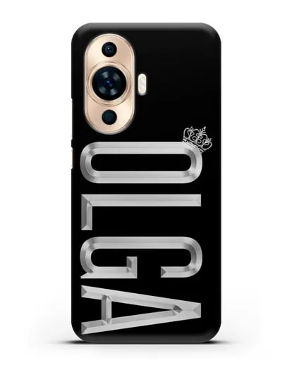 Чехол с именем, фамилией и короной с серебряным рисунком силиконовый для Huawei Nova 11