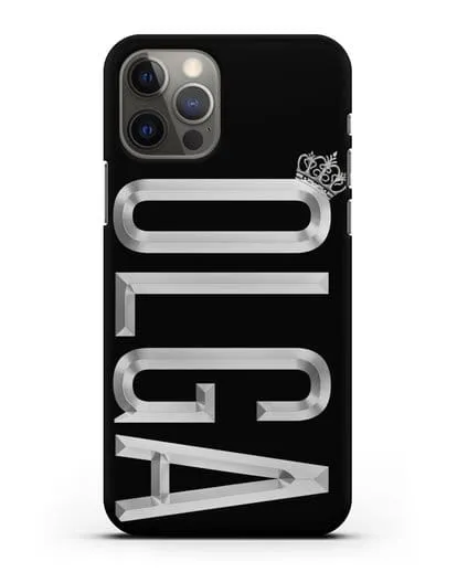 Чехол с именем, фамилией и короной с серебряным рисунком силиконовый для iPhone 12 Pro