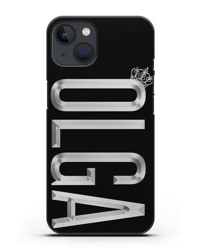 Чехол с именем, фамилией и короной с серебряным рисунком силиконовый для iPhone 13 Mini