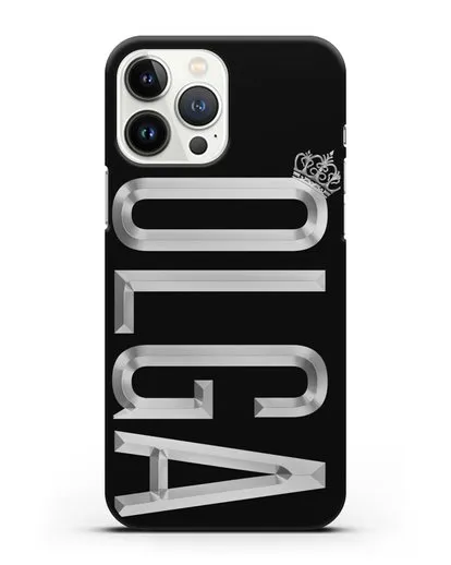 Чехол с именем, фамилией и короной с серебряным рисунком силиконовый для iPhone 13 Pro Max