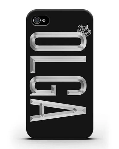 Чехол с именем, фамилией и короной с серебряным рисунком силиконовый для iPhone 4/4s