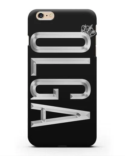 Чехол с именем, фамилией и короной с серебряным рисунком силиконовый для iPhone 6s Plus