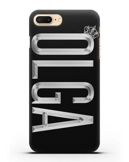 Чехол с именем, фамилией и короной с серебряным рисунком силиконовый для iPhone 8 Plus
