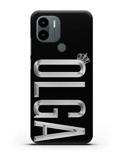 Чехол с именем, фамилией и короной с серебряным рисунком силиконовый для Xiaomi Poco C51