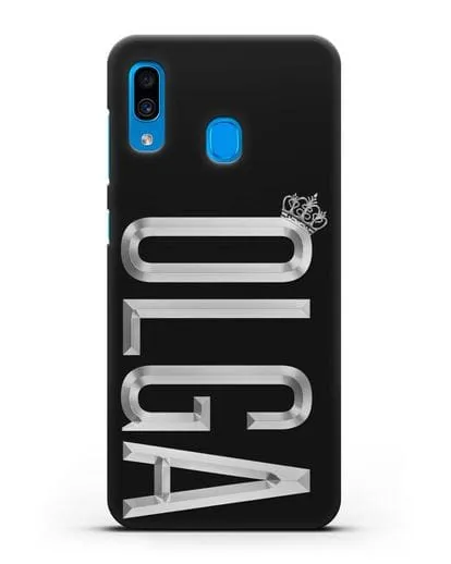 Чехол с именем, фамилией и короной с серебряным рисунком силиконовый для Samsung Galaxy A30 [SM-A305FN]