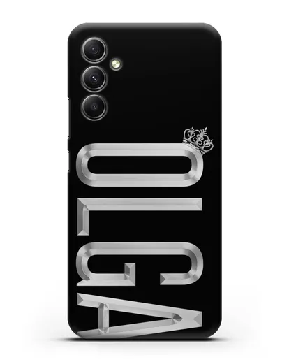 Чехол с именем, фамилией и короной с серебряным рисунком силиконовый для Samsung Galaxy A34 [SM-A346]
