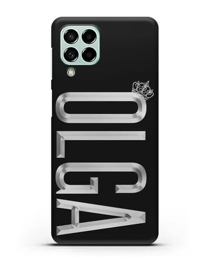 Чехол с именем, фамилией и короной с серебряным рисунком силиконовый для Samsung Galaxy M53 [SM-M536]