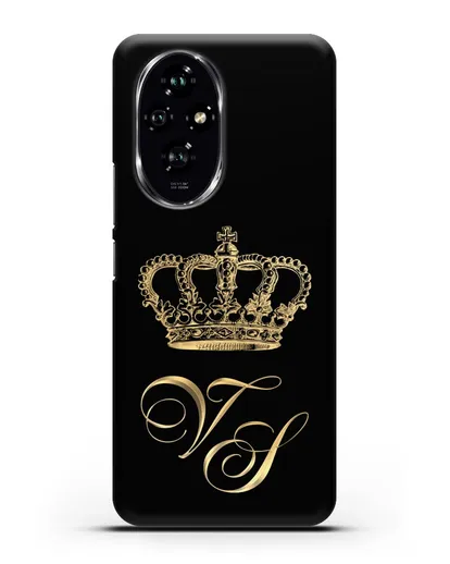 Именной чехол с короной и инициалами с золотым рисунком силиконовый для Honor 200