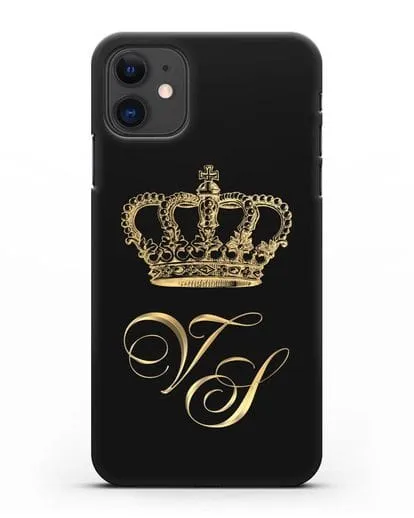 Именной чехол с короной и инициалами с золотым рисунком силиконовый для iPhone 11