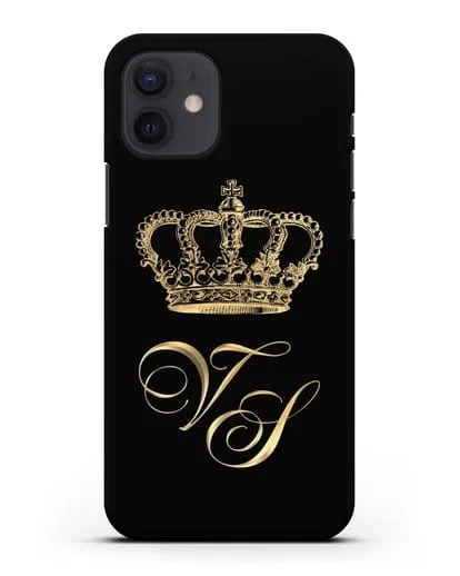 Именной чехол с короной и инициалами с золотым рисунком силиконовый для iPhone 12