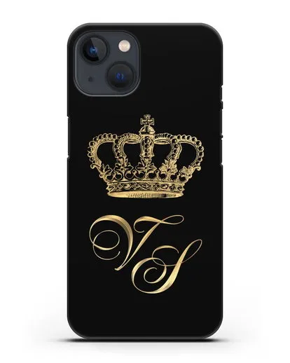 Именной чехол с короной и инициалами с золотым рисунком силиконовый для iPhone 13 Mini