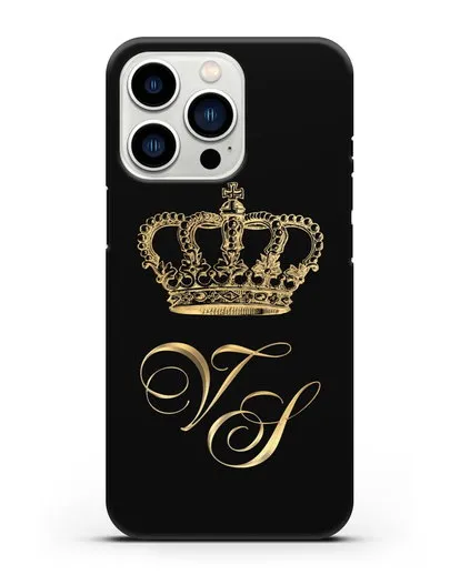 Именной чехол с короной и инициалами с золотым рисунком силиконовый для iPhone 13 Pro