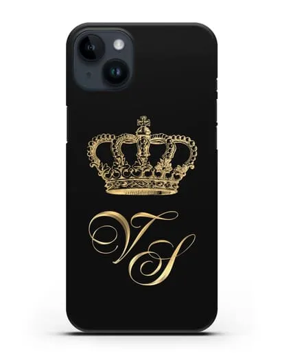 Именной чехол с короной и инициалами с золотым рисунком силиконовый для iPhone 14 Plus