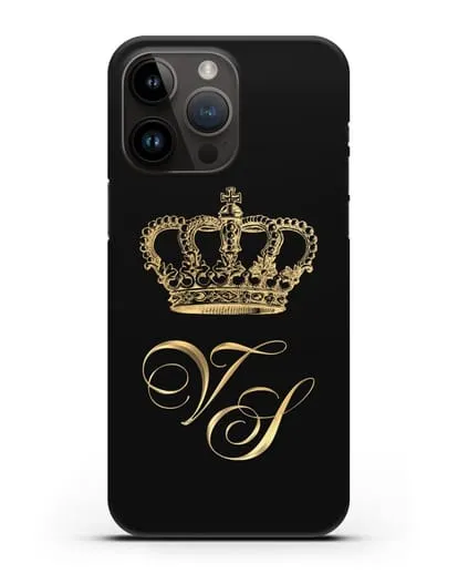 Именной чехол с короной и инициалами с золотым рисунком силиконовый для iPhone 14 Pro Max