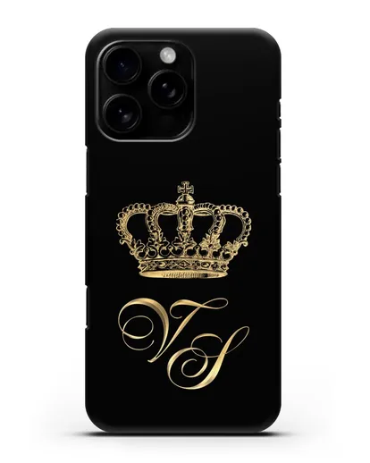 Именной чехол с короной и инициалами с золотым рисунком силиконовый для iPhone 16 Pro Max