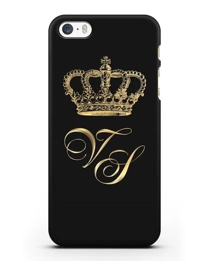 Именной чехол с короной и инициалами с золотым рисунком силиконовый для iPhone 5/5s/SE