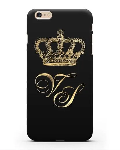 Именной чехол с короной и инициалами с золотым рисунком силиконовый для iPhone 6s Plus