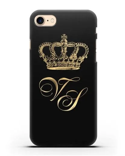 Именной чехол с короной и инициалами с золотым рисунком силиконовый для iPhone 7