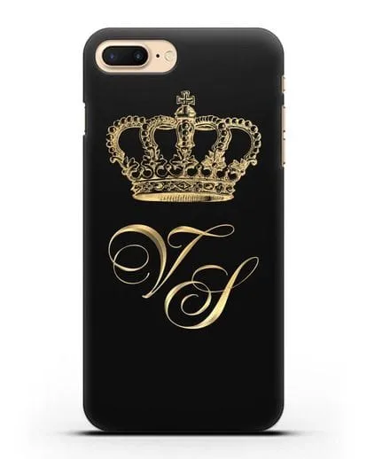 Именной чехол с короной и инициалами с золотым рисунком силиконовый для iPhone 8 Plus