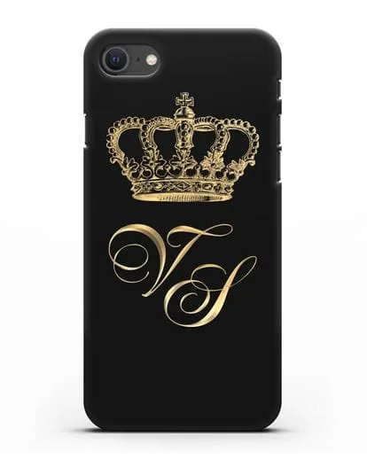 Именной чехол с короной и инициалами с золотым рисунком силиконовый для iPhone SE 2020
