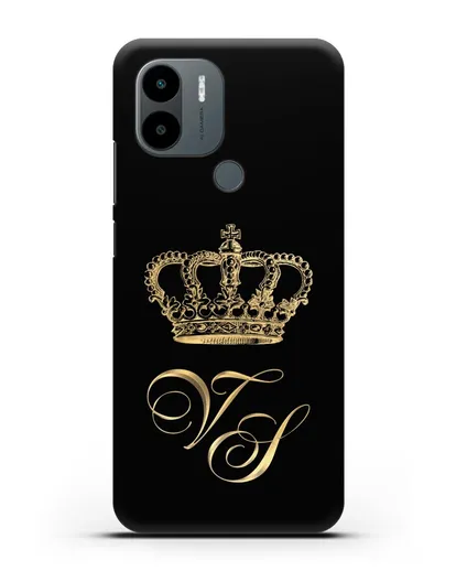 Именной чехол с короной и инициалами с золотым рисунком силиконовый для Xiaomi Poco C51